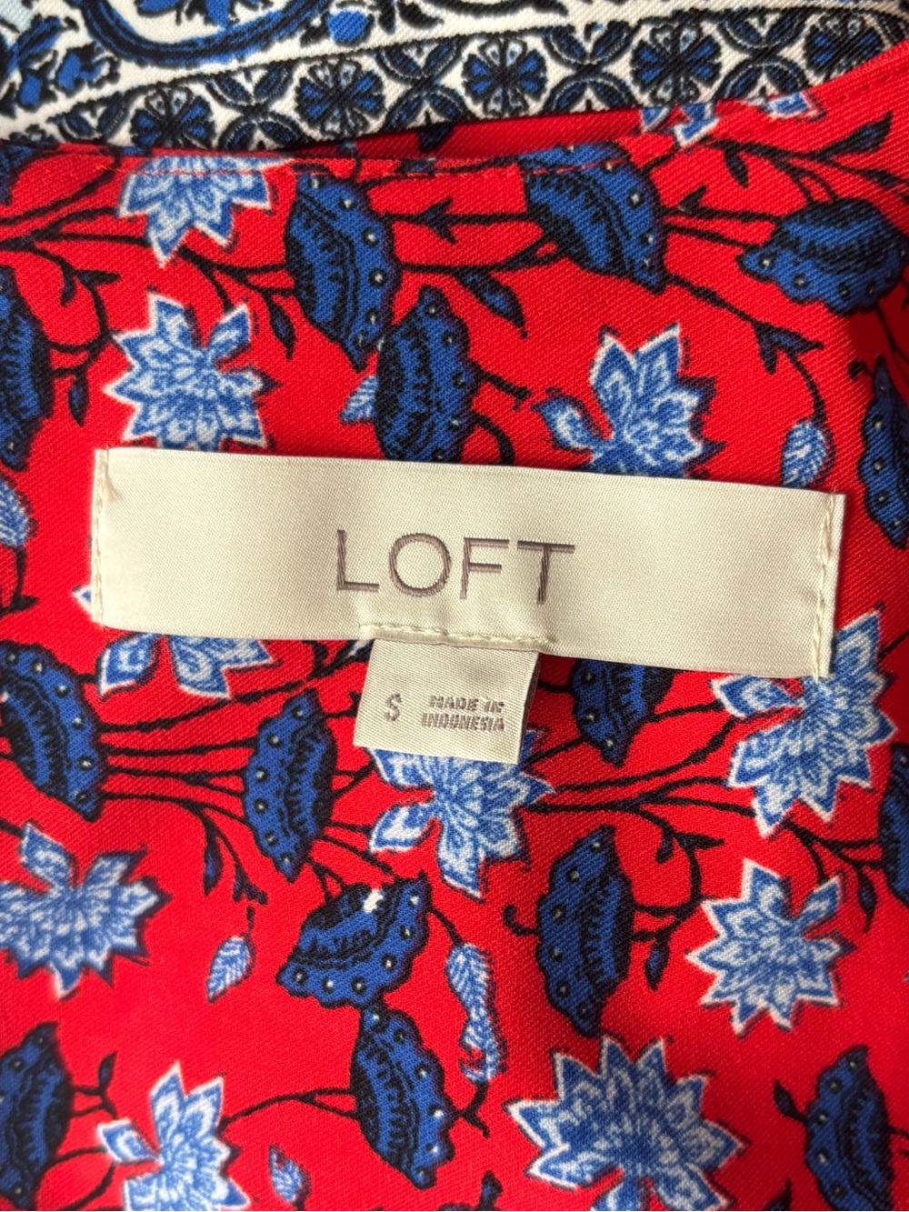 LOFT Floral Tie Waist Shift Dress Small Boho Long Sleeve NWOT - Picture 6 of 8